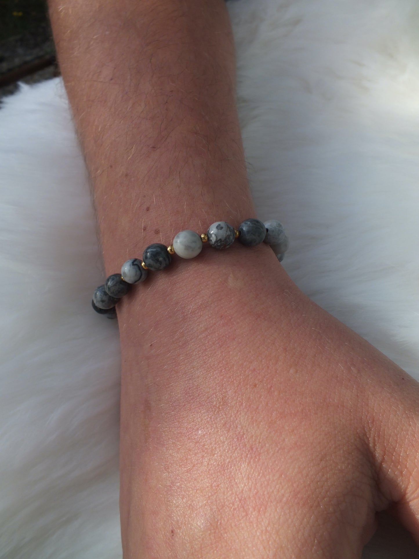 Bracelet Jaspe feuille d'argent