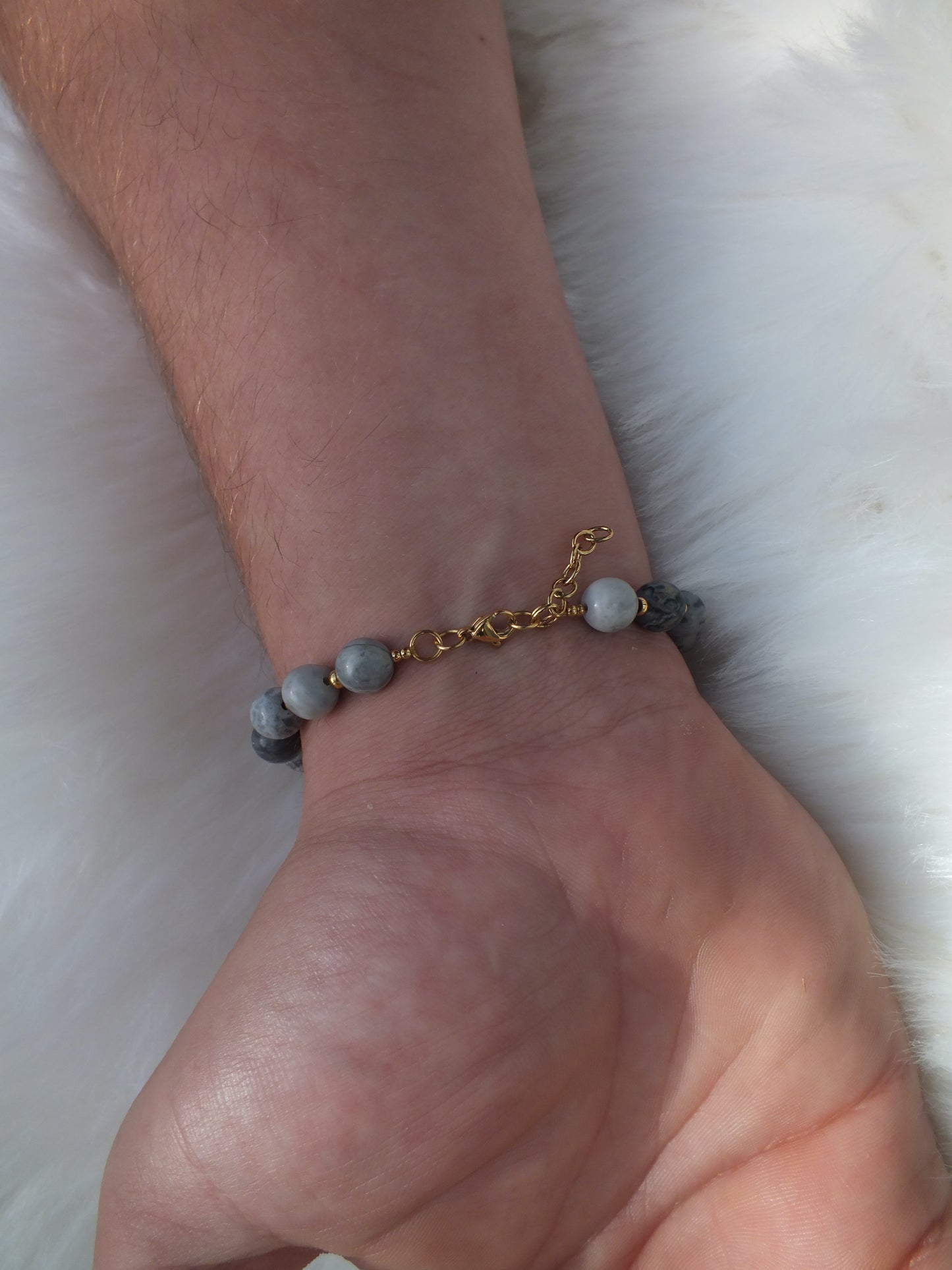 Bracelet Jaspe feuille d'argent