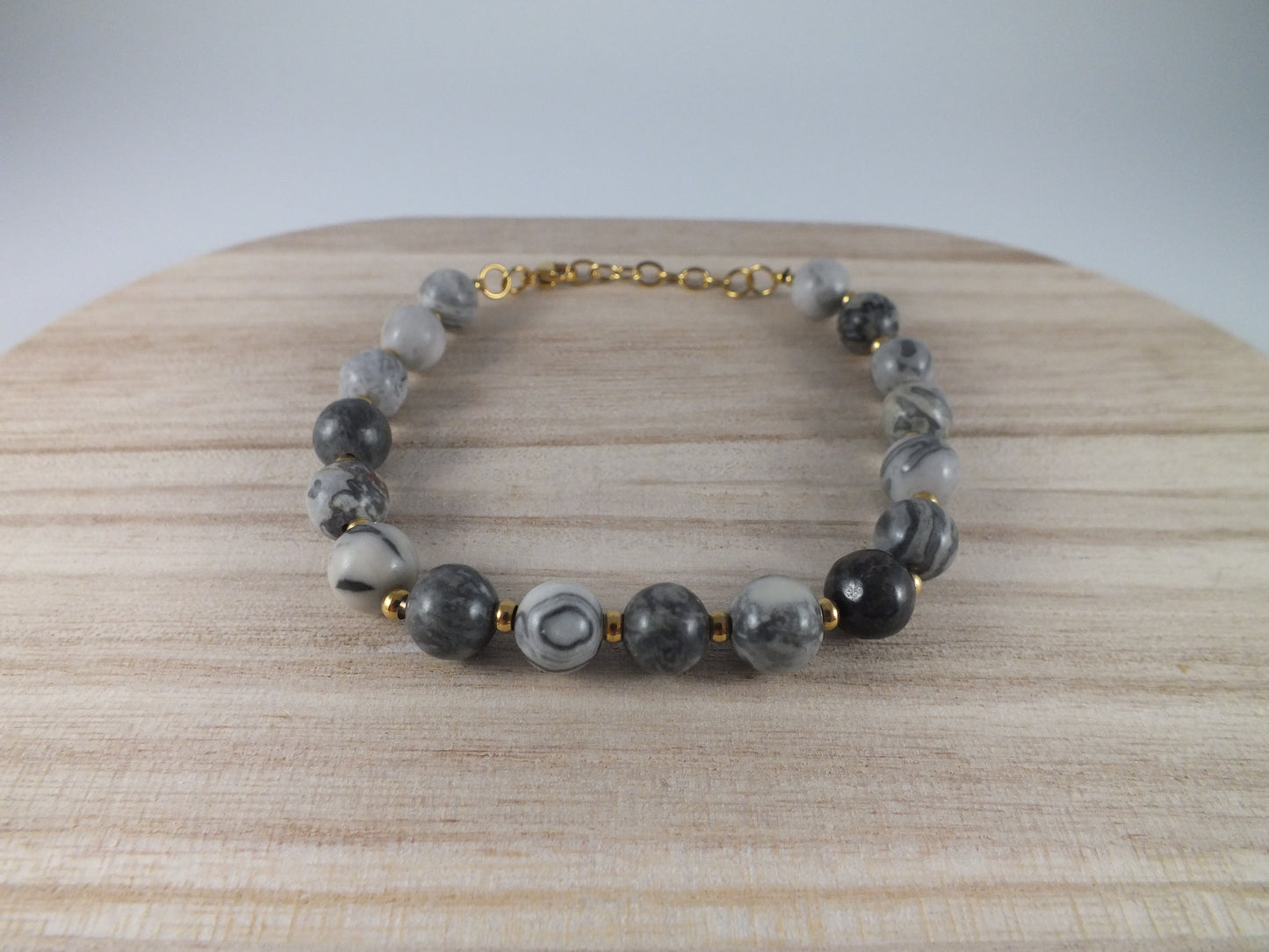 Bracelet Jaspe feuille d'argent
